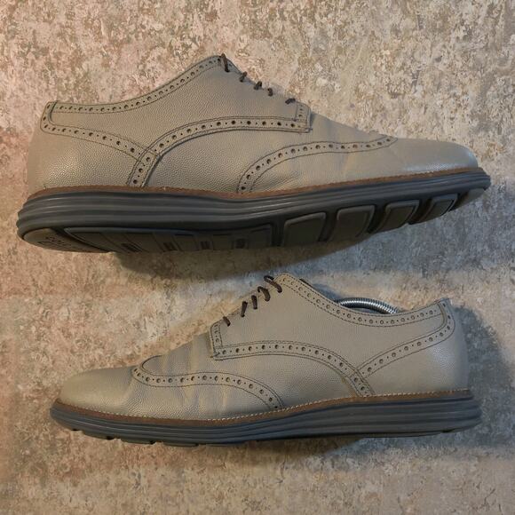 Cole Haan Grand O's Shoes Leather Wingtip Oxfords Gray Mens Size 13 M Sneakers - Picture 4 of 8